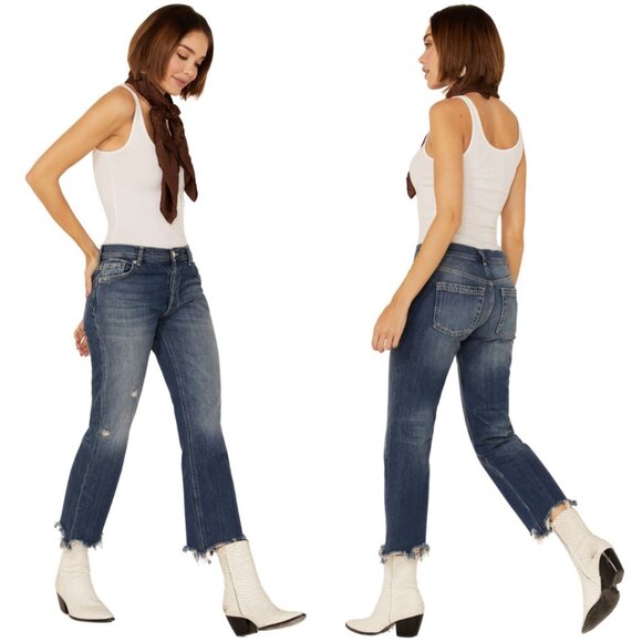 Free People We the Free Maggie Mid-Rise Straight Leg Jeans Women's 25 Blue NWT - Picture 1 of 13